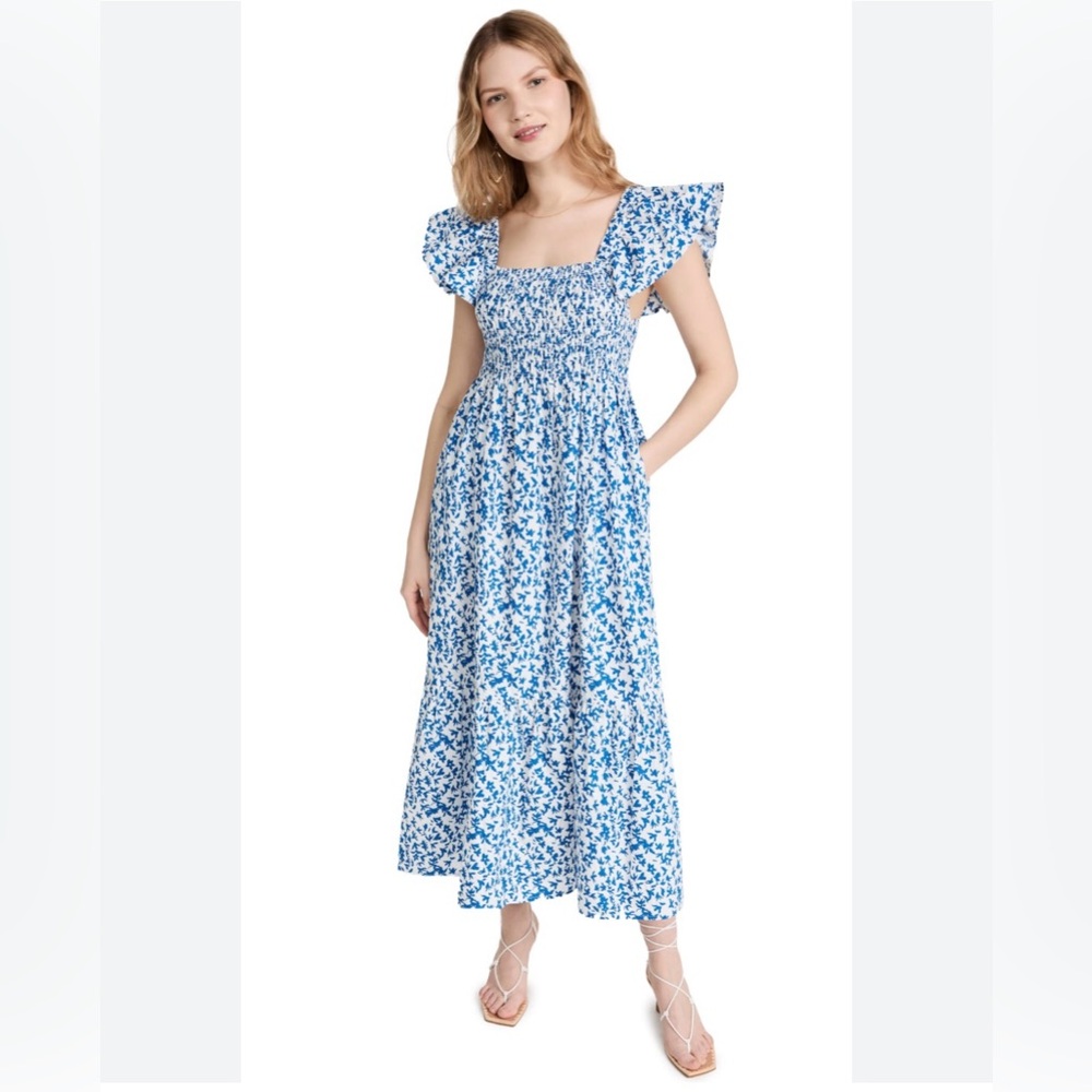 Chic Blue and White Floral Dress